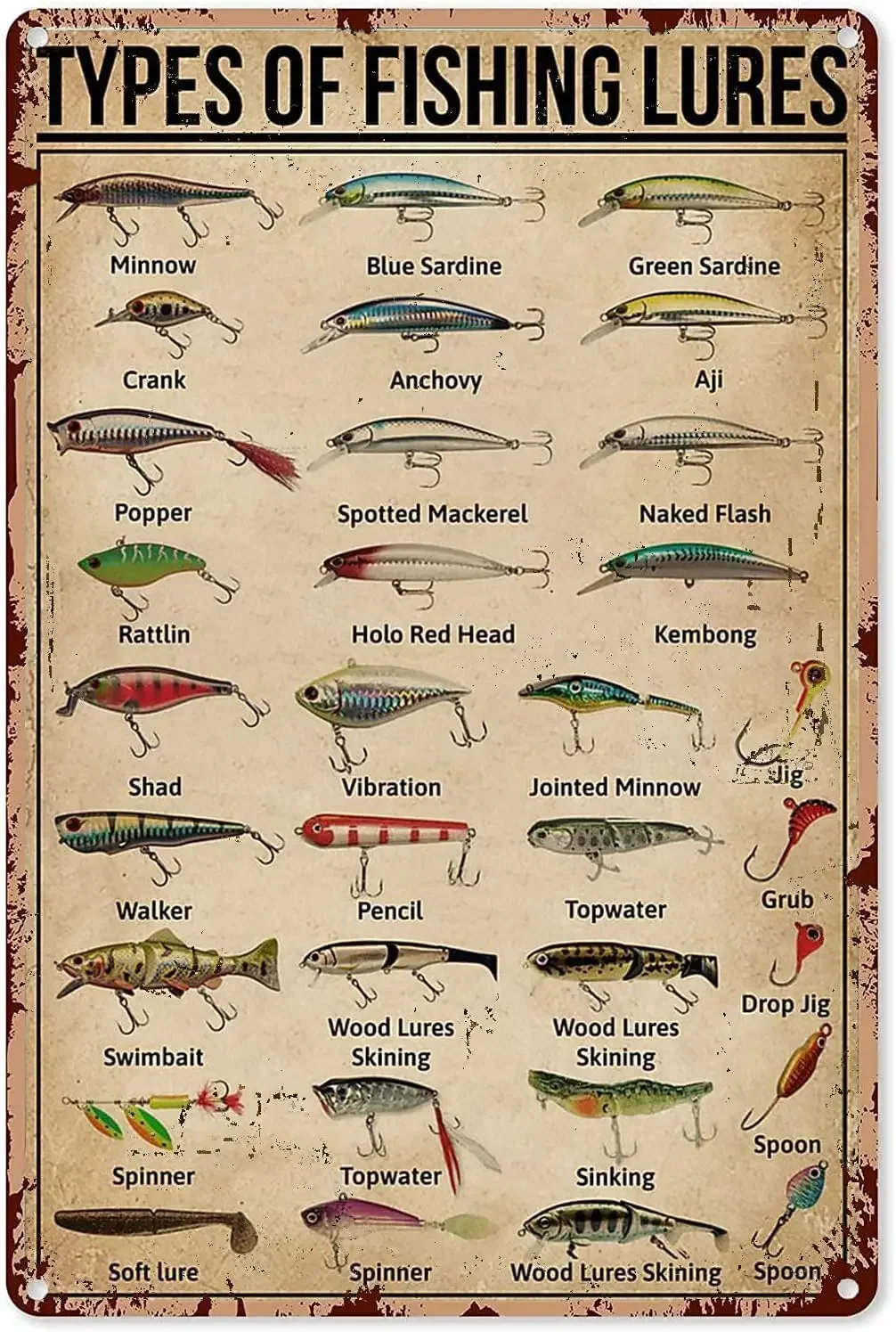 لافتة معدنية عتيقة لصيد الأسما - مراجعة Fishing Lure وسعره